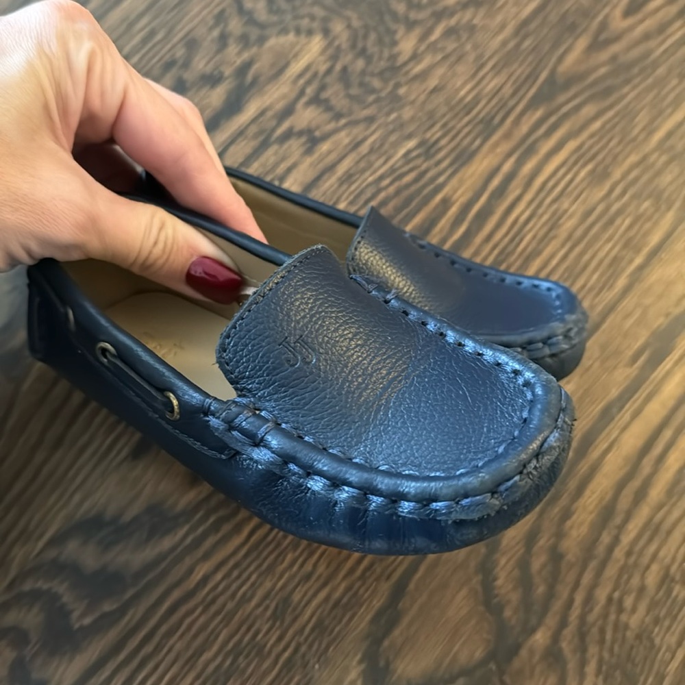 Janie and Jack Navy leather Loafers for toddler boys size 8